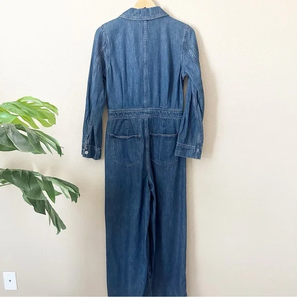 Madewell Denim Tailored Jumpsuit in Norvell Wash Size 6 - Picture 6 of 13